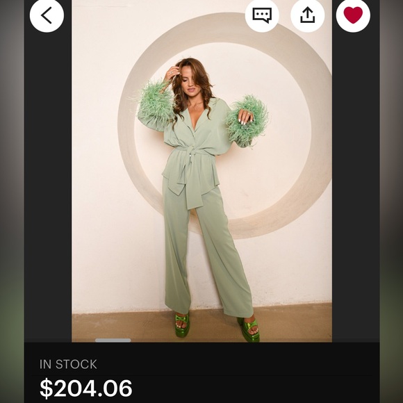 Bridal Suit with Feather Sleeves Matching Set - Picture 3 of 3